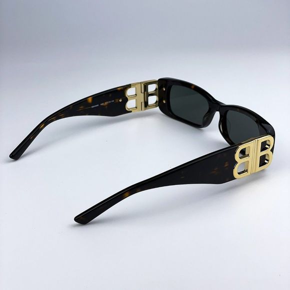 Balenciaga  BB0096S 002 Sunglasses Havana Gold Logo Green Square Unisex main image 8